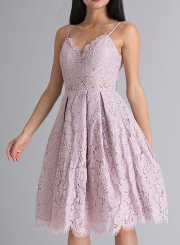 Dorothy Perkins *chi Chi London Mink Lace Midi Skater Dress