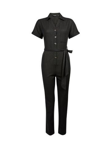 Dorothy Perkins Black Utility Jumpsuit Cotton Mix
