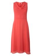 Dorothy Perkins Coral Cowl Neck Chiffon Midi Dress