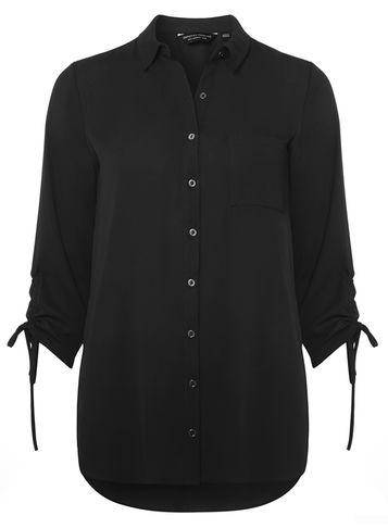 Dorothy Perkins Black Longline Draw Cord Shirt