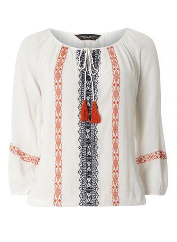 Dorothy Perkins Contrast Embroidered Gypsy Top