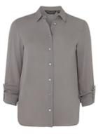 Dorothy Perkins Grey Tab Roll Sleeve Shirt