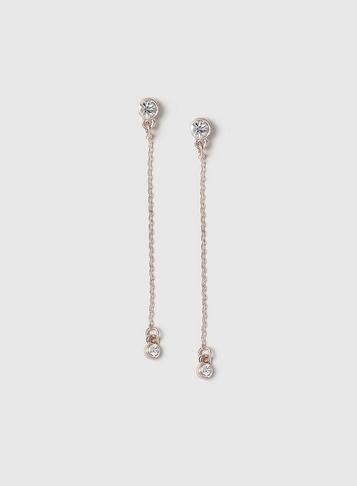 Dorothy Perkins Rose Gold Kook Rhinestone And Chain Earrings