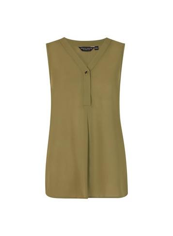 Dorothy Perkins Khaki Button Sleeveless Shirt