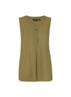 Dorothy Perkins Khaki Button Sleeveless Shirt