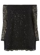 Dorothy Perkins *dp Curve Black Sequin Embellished Lace Bardot Top
