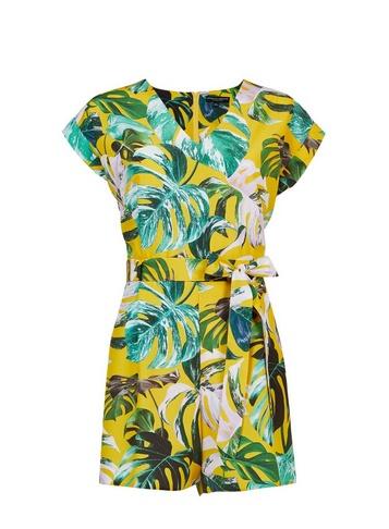 Dorothy Perkins Yellow Leaf Print Playsuit