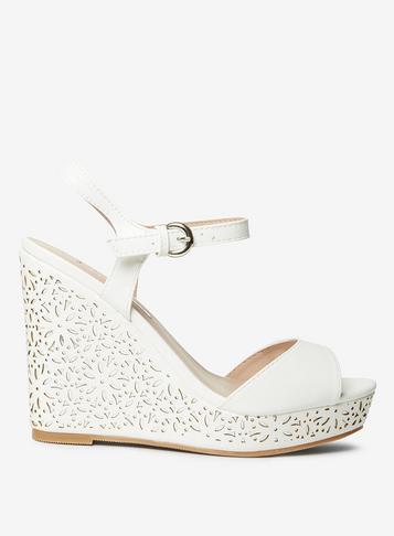 Dorothy Perkins White Rayne Lazercut Wedges