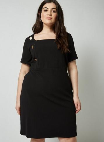 Dorothy Perkins *dp Curve Black Button Side Bodycon Dress