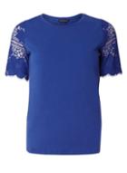 Dorothy Perkins Cobalt Lace Sleeve T-shirt