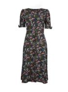 Dorothy Perkins *black Floral Print Button Through Midi Dress