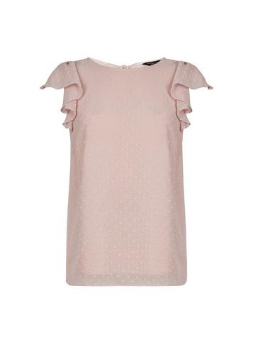 Dorothy Perkins Blush Dobby Ruffle Spot Detail Tee