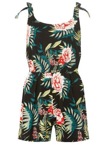 Dorothy Perkins Black Floral Print Tie Playsuit