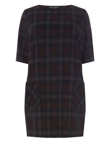 Dorothy Perkins Dp Curve Berry And Navy Checked Shift Dress