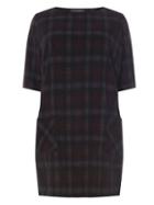 Dorothy Perkins Dp Curve Berry And Navy Checked Shift Dress