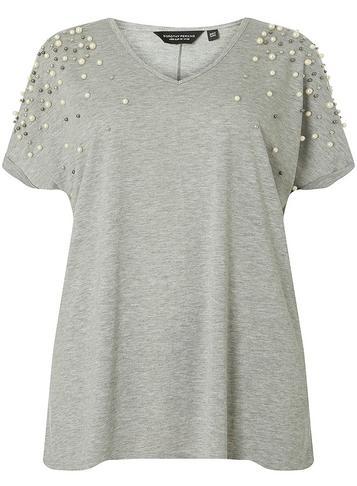 Dorothy Perkins *dp Curve Grey Metal Ball Jersey T-shirt