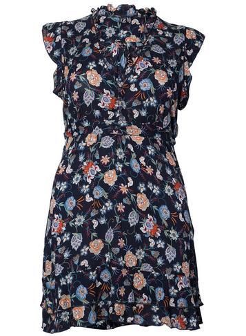 Dorothy Perkins *izabel London Curve Navy Floral Frill Shift Dress