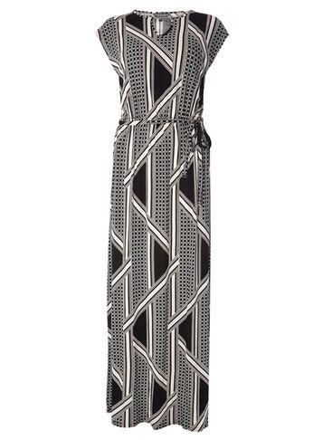 Dorothy Perkins *tall Black And Coral Geometric Print Maxi Dress