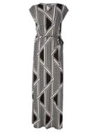 Dorothy Perkins *tall Black And Coral Geometric Print Maxi Dress
