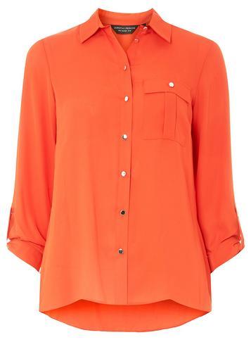 Dorothy Perkins Orange Pocket Roll Sleeve Shirt