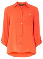 Dorothy Perkins Orange Pocket Roll Sleeve Shirt
