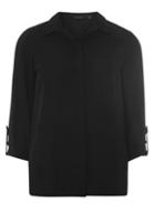 Dorothy Perkins Black Dip Hem Roll Sleeve Shirt
