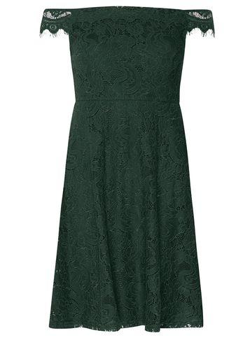 Dorothy Perkins Petite Green Lace Bardot Dress