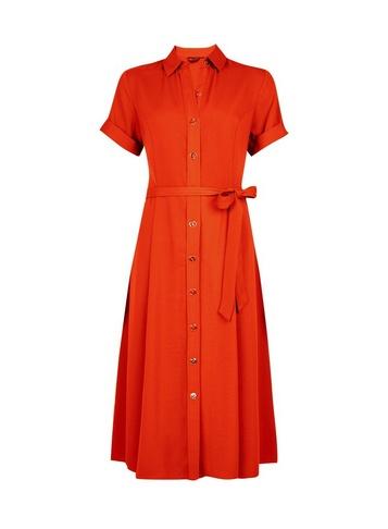 Dorothy Perkins Orange Button Midi Shirt Dress