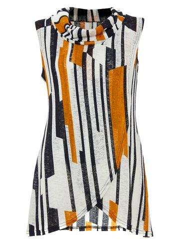 Dorothy Perkins *quiz Navy Mustard Cowl Neck Top