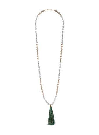 Dorothy Perkins Green Beaded Tassel Necklace