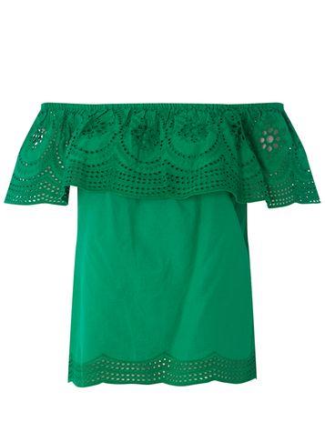 Dorothy Perkins Green Broderie Frill Bardot Top