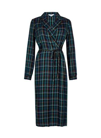 Dorothy Perkins *tall Blue Check Print Wrap Shirt Dress