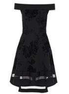 Dorothy Perkins *quiz Black Glitter Bardot Skater Dress