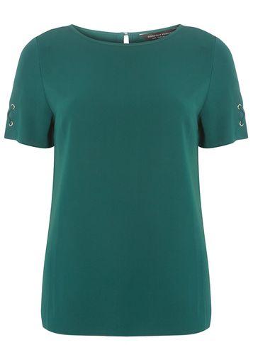 Dorothy Perkins Green Eyelet Trim Top