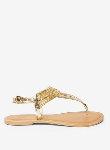 Dorothy Perkins Gold 'fiji' Beaded Sandals