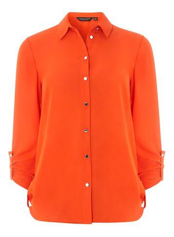 Dorothy Perkins Orange Tab Roll Sleeve Shirt