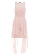 Dorothy Perkins *quiz Pink Lace Dip Hem Skater Dress