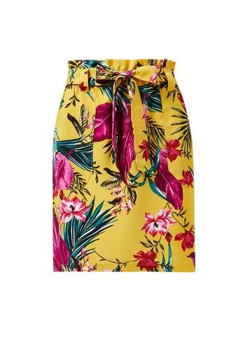 Dorothy Perkins Yellow Tropical Print Tie Mini Skirt