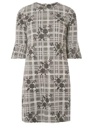 Dorothy Perkins Grey Floral Print Jacquard Shift Dress