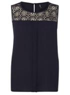 Dorothy Perkins *only Navy Crochet Detail Top