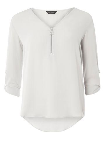 Dorothy Perkins Silver Long Sleeve Zip Top