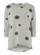 Dorothy Perkins *vero Moda Grey 3/4 Sleeve Christmas Top