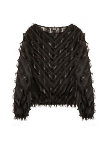 Dorothy Perkins *girls On Film Black Chiffon Long Sleeve Top