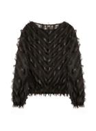 Dorothy Perkins *girls On Film Black Chiffon Long Sleeve Top