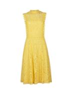 Dorothy Perkins Yellow Shirred Neck Lace Midi Dress