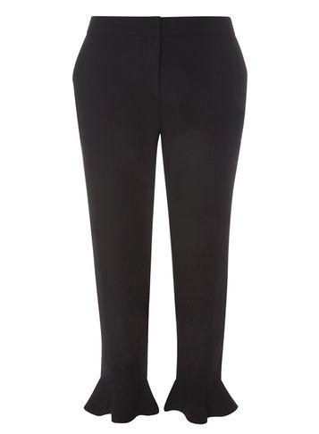 Dorothy Perkins Black Frill Hem Crop Trousers