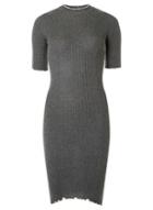 Dorothy Perkins Charcoal Frill Trimmed Knitted Bodycon Dress