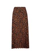 Dorothy Perkins *tall Black Cheetah Print Pleated Midi Skirt