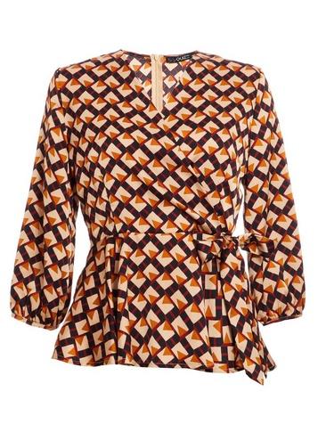 *quiz Stone And Black Geometric Print Top