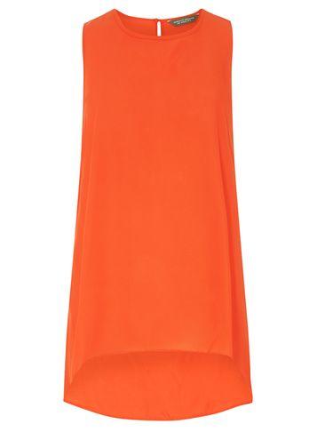 Dorothy Perkins *tall Red Dip Hem Shell Top
